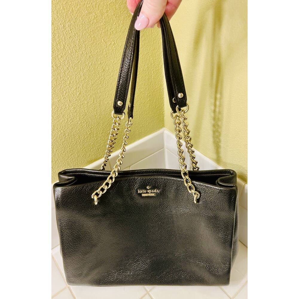 Kate Spade NY Emerson Place Phoebe Satchel Purse Leather Handbag Gold Chain